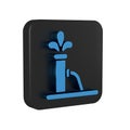 Blue Oil pump or pump jack icon isolated on transparent background. Oil rig. Black square button. Royalty Free Stock Photo