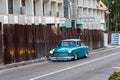 Blue old car in Sovata city