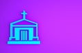 Blue Old crypt icon isolated on purple background. Cemetery symbol. Ossuary or crypt for burial of deceased. Minimalism