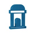 Blue Old crypt icon isolated on transparent background. Cemetery symbol. Ossuary or crypt for burial of deceased.