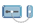 Blue old-fahioned metal lock with chain isolated illustration Royalty Free Stock Photo