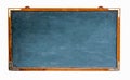 Blue old grungy vintage wooden empty wide chalkboard or retro blackboard with weathered frame and isolated on white