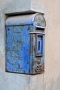 Blue old mail box Royalty Free Stock Photo