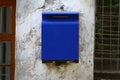 Blue old mail box mockup with empty space, objects photo Royalty Free Stock Photo