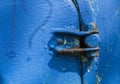Blue old metal door hinge Royalty Free Stock Photo