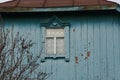 Blue old wooden attic of a rural house Royalty Free Stock Photo
