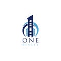 Blue One Realty Building Logo Symbol
