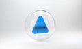 Blue Onigiri icon isolated on grey background. Japanese food. Glass circle button. 3D render illustration