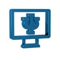 Blue Online psychological counseling distance icon isolated on transparent background. Psychotherapy, psychological help