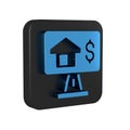 Blue Online real estate house in browser icon isolated on transparent background. Home loan concept, rent, buy, buying a Royalty Free Stock Photo