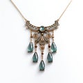 Ornate Sultan Inspired Necklace With Blue And Green Tear Drops