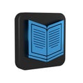 Blue Open book icon isolated on transparent background. Black square button. Royalty Free Stock Photo