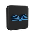 Blue Open book icon isolated on transparent background. Black square button. Royalty Free Stock Photo