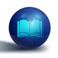 Blue Open book icon isolated on white background. Blue circle button. Vector Illustration Royalty Free Stock Photo