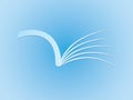 A blue open book for reading to share knowledge logo for school and college