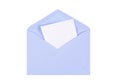 Blue open envelope with paper Isolated Royalty Free Stock Photo