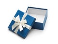 Blue Open Gift Box With White Bow Royalty Free Stock Photo