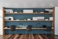 Blue open space designer office Royalty Free Stock Photo