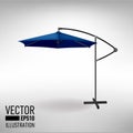 Blue open umbrella for garden and beach cafe. Royalty Free Stock Photo