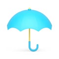 Blue open umbrella outdoor rain protective accessory handle for carrying realistic 3d icon vector