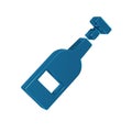 Blue Opened bottle of wine icon isolated on transparent background.