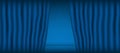 Blue opening theater curtain, panoramic background template - Vector Royalty Free Stock Photo