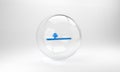 Blue Opium pipe icon isolated on grey background. Glass circle button. 3D render illustration