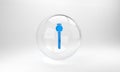 Blue Opium poppy icon isolated on grey background. Glass circle button. 3D render illustration