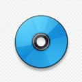 Blue optical disc, resembling a Blu-ray, centered on a transparent checkerboard background, Royalty Free Stock Photo
