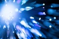 A blue optical fibre in dark selective focus Royalty Free Stock Photo