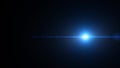 Blue optical lens flare moving from left to right