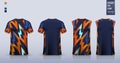 Blue Orange Abstract pattern T-shirt sport, Soccer jersey, football kit, basketball uniform, tank top, and running singlet mockup.