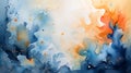 Blue and orange abstract watercolor with paint splatters Royalty Free Stock Photo