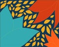 Blue orange background with leaves vector illustration shapes vector Royalty Free Stock Photo