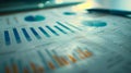 Blue and Orange Bar Chart Abstract - Shallow Depth of Field, Blurred Background, Data Visualization Concept