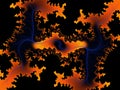 Blue orange black spirals, galaxy fractal phosphorescent shapes pattern, lines abstract texture and design Royalty Free Stock Photo