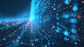 Blue and orange bokeh lights form an abstract digital network and big data visualization. Royalty Free Stock Photo