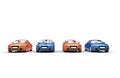 Blue And Orange Cars Front View Royalty Free Stock Photo