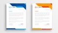 blue and orange color corporate letterhead template in set Royalty Free Stock Photo