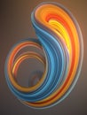 Blue and orange colored twisted shape. Computer generated abstract geometric Royalty Free Stock Photo