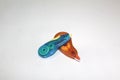 Blue and orange plastic correction tape isolated on white background Royalty Free Stock Photo