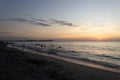 blue orange dawn beach scene in santa marta city Royalty Free Stock Photo