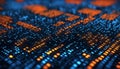 Blue and orange digital LED cells on digital display or screen background. Generative Ai Royalty Free Stock Photo