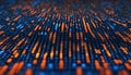 Blue and orange digital LED cells on digital display or screen background Royalty Free Stock Photo