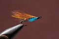 Blue and orange fishing fly