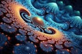 a blue and orange fractal swirls