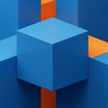 Blue and orange geometric composition featuring interlocking Royalty Free Stock Photo