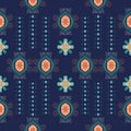 Blue and Orange Geometric Ethnic ikat Pattern