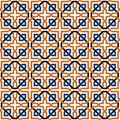 Blue and orange geometric tiles pattern Royalty Free Stock Photo