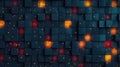 Blue and orange glowing cubes Futuristic technology, abstract background AIG535 Royalty Free Stock Photo